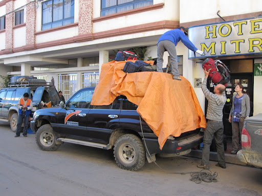 Loading up in Tupiza.  There were four of us, the guide/driver and his wife the cook.