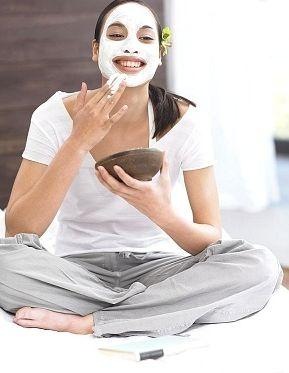 woman sitting with face mask