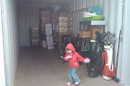 Abby dancing in the storage container