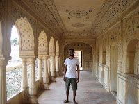 Beautifully painted hallway in Amber Fort, Jaipur