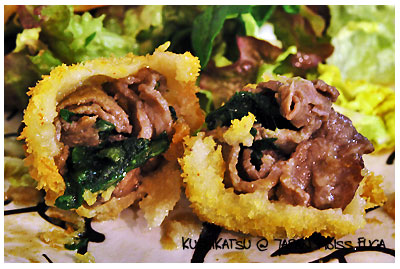 Shungiku in Rindfleisch-Rolle