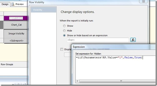 Setting row visibility expression