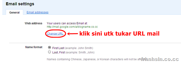 klik Change URL
