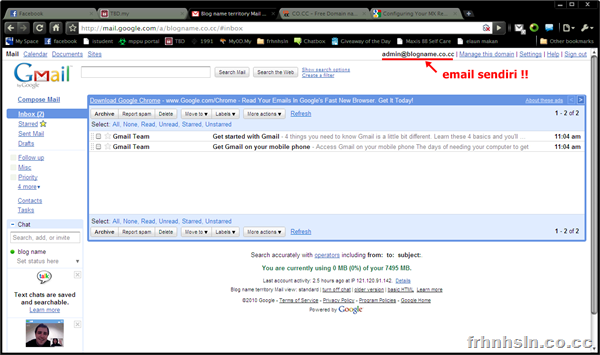 the own email account !