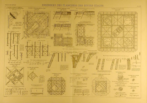 Plano Torre Eiffel Uniones de planchas en varios pisos. Plano Torre Eiffel Uniones de planchas en varios pisos.