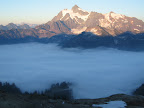 Fog rolling in at sunset.