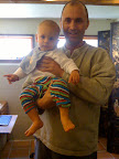 Old friend Guillermo Payet and his baby, Joaquin, in Santa Cruz.