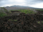 Lava field and old ruins.