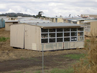 Portable classroom graveyard, outside Kyneton.