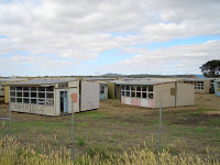 Portable classroom graveyard, outside Kyneton.