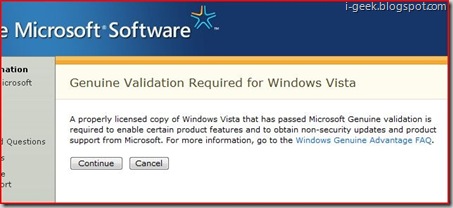 Genuine Validation for Windows Vista