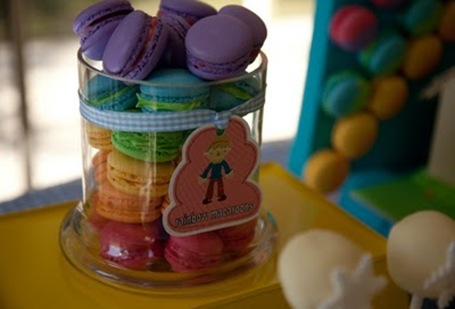 rainbow macarons in jar