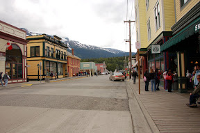 Downtown Skagway. Chain stores are not allowed, so the Starbucks is just a counter inside a jewelry store. It seems there is a Diamonds International in every port including Skagway. I don't know why that's not considered a chain store. I'm also pretty sure there are no diamond mines in Alaska. Why some people think cruise ship ports are a good place to buy jewelry is beyond me.