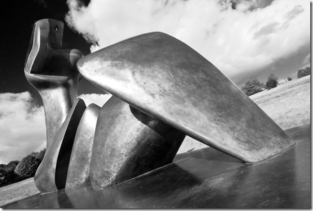 Henry Moore 2 piece reclining figure cut wide angle