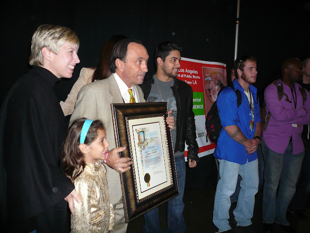 The Artist Receiving A certificate from the Mayor Antonio Villarraigosa