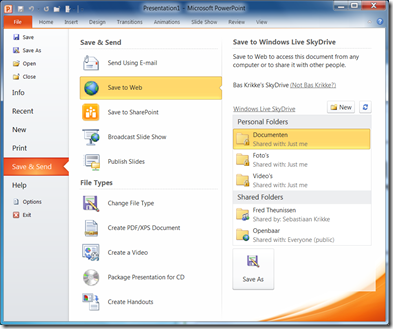 PowerPoint backspace to Skydrive