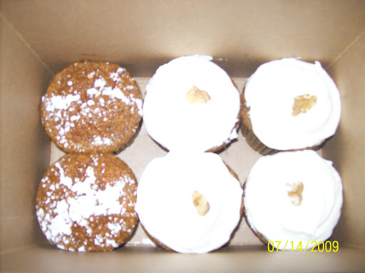 Maris Sweets -- Dairy-Free (left) and Orange Cream Cheese Frosted; Super-Moist & Yummy! Truly a great surprise and highlight of my birthday.