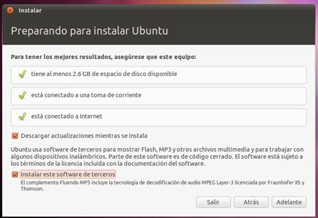 ubuntu choose install options