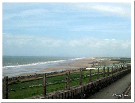 View from the pasenger seat. Golden beaches of Barmouth Bay.