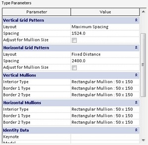 predefined curtain wall parameters