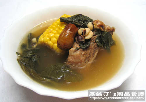 菜乾粟米煲豬骨湯 Dried Bok Choi and Corn Soup