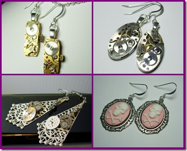 steampunk earrings tile