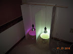 Greens lightbox design. Left 16W triband LED, right 15W daylight 6500K CFL spot (built-in reflector). 