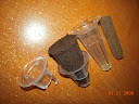 Size comparison, 3 AG basket types, 40-cell planting block refill sponges, Park Starts refill sponge.