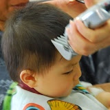 Noah getting a haircut