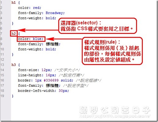 顧問公司爽日子 網頁教學 將css樣式套用到不同的html標記