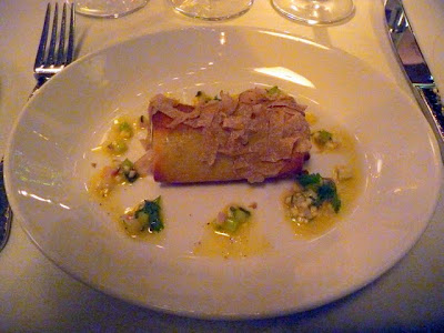 Alba White Truffle Blintz with house made ricotta cheese, alba white truffles, chives, celery-lemon vinaigrette