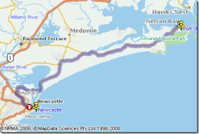 Newcastle to Port Stephens