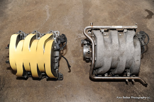 Porting Throttle Body. Ported throttle body (left) vs