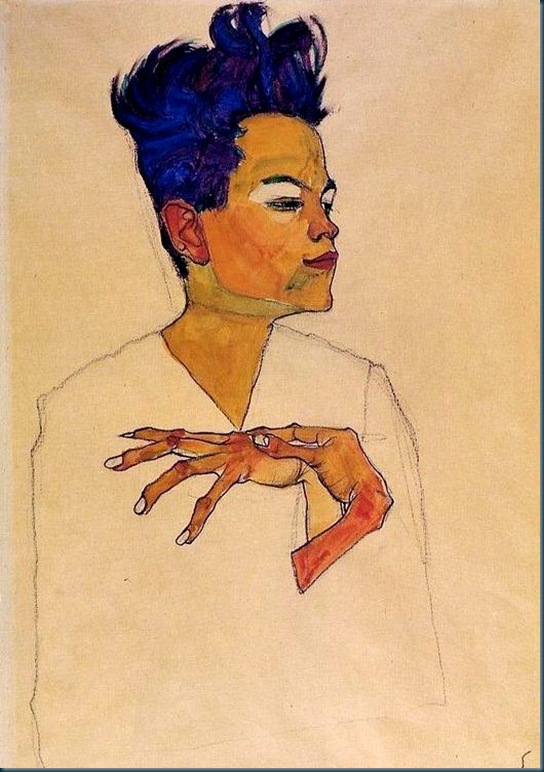 Schiele - Self Portrait With Hands On Chest