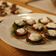 Marinated Lamb Shoulder Chops with Tzatziki, Arugula, and Feta