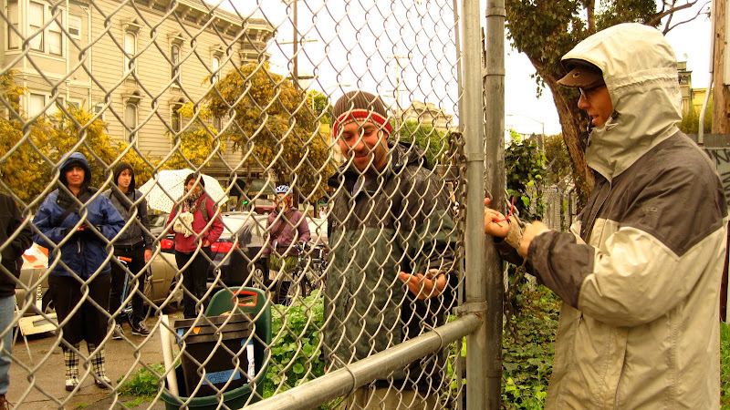 opening the gates to Hayes Valley Farm