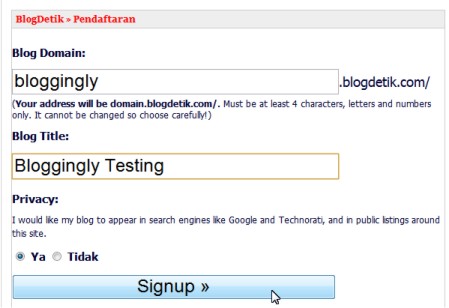 Isi domain dan judul blog anda
