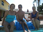 Arla, Michael, and Mrs. Peters at the pool