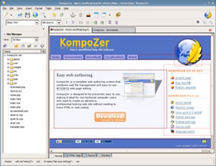 Kompozer, web page editor