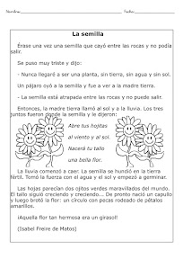 LA SEMILLA – FICHA DE CONOCIMIENTO Y COMPRENSION LECTORA DE LA SEMILLA LA SEMILLA – FICHA DE CONOCIMIENTO Y COMPRENSION LECTORA DE LA SEMILLA