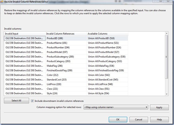 SSIS - Restor Invalid Column References SSIS - Restor Invalid Column References