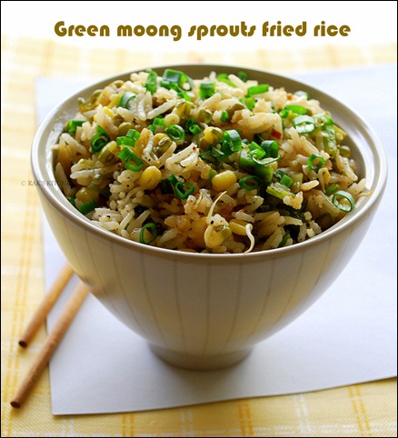 Whole green gram sprouts fried rice