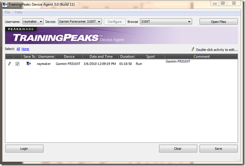 Training Peaks Device Agent Upload