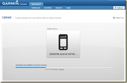 Garmin Connect Upload from Edge 705