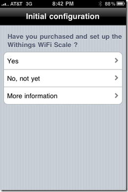 Withings iPhone App Initial Configuration