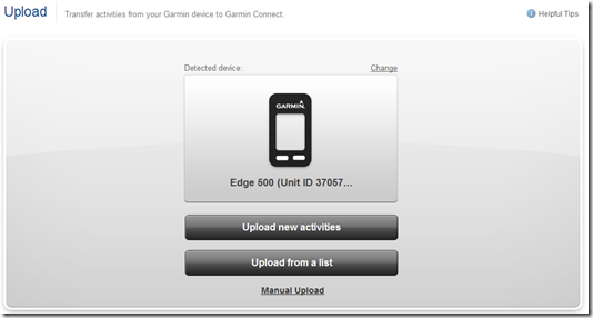 Edge 500 Upload to Garmin Connect