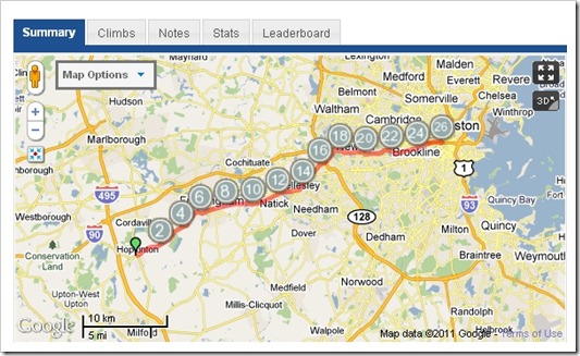MapMyRun Boston Route