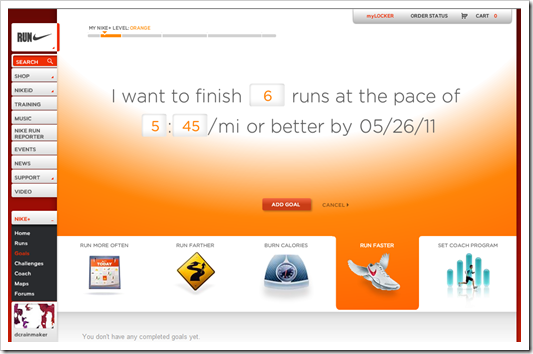 Nike+ GPS Website Goals Nike+ GPS Website Goals