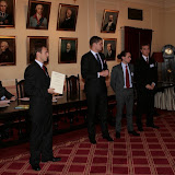 Zarząd SF BCC, od lewej, Damian Rowiński, Jakub Fijewski, Jakub Mościcki, Maciej Andruchów, podczas wręczania wyróżnień dla Przewodniczących Regionów.