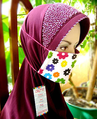 masker jilbab flower